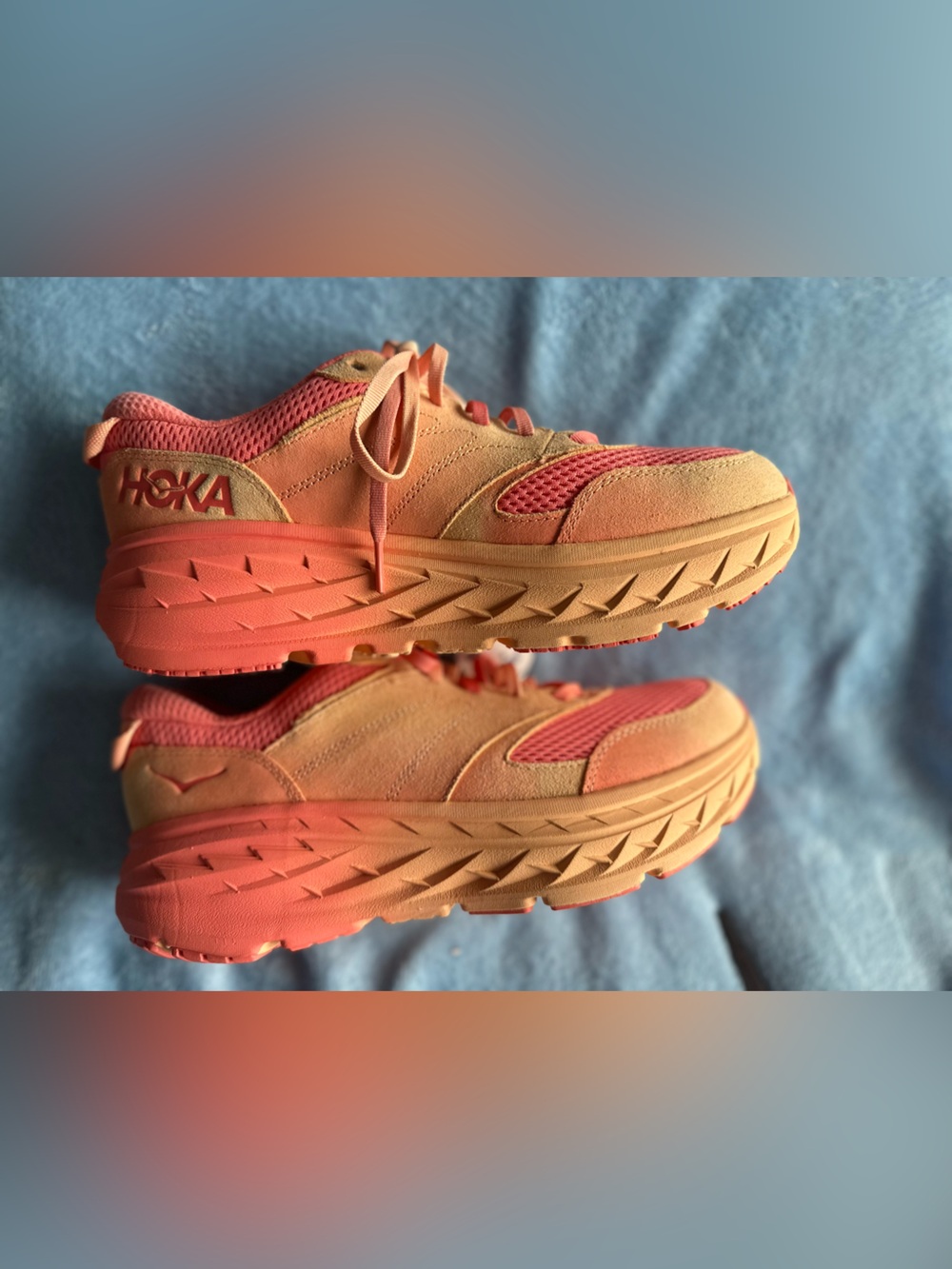 🧡 HOKA One One Bondi Leather 2 Coral Suede Sneakers Women’s 11 NWT